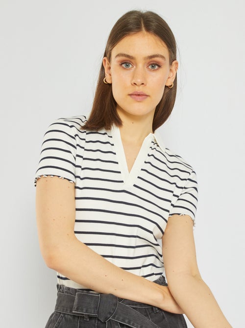 T-shirt com colarinho de polo - Kiabi