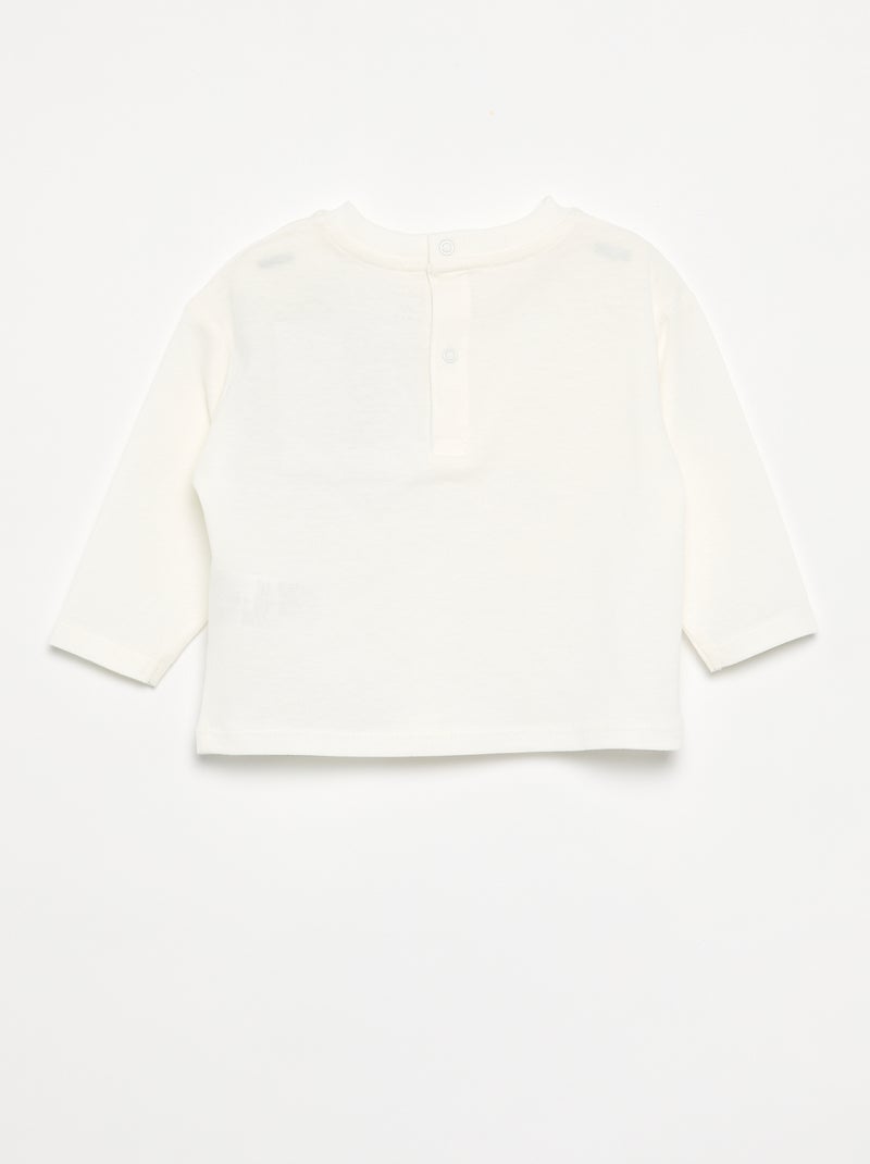 T-shirt com "coração" em patch no peito Branco - Kiabi