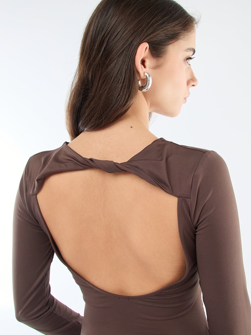 T-shirt com costas abertas Castanho - Kiabi