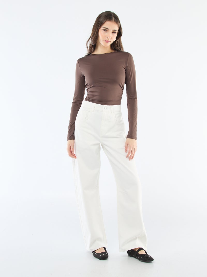 T-shirt com costas abertas Castanho - Kiabi