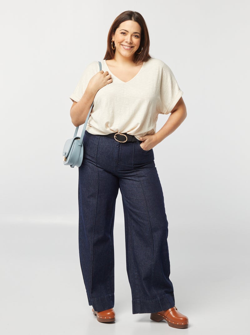 T-shirt com costas em macramé bege - Kiabi