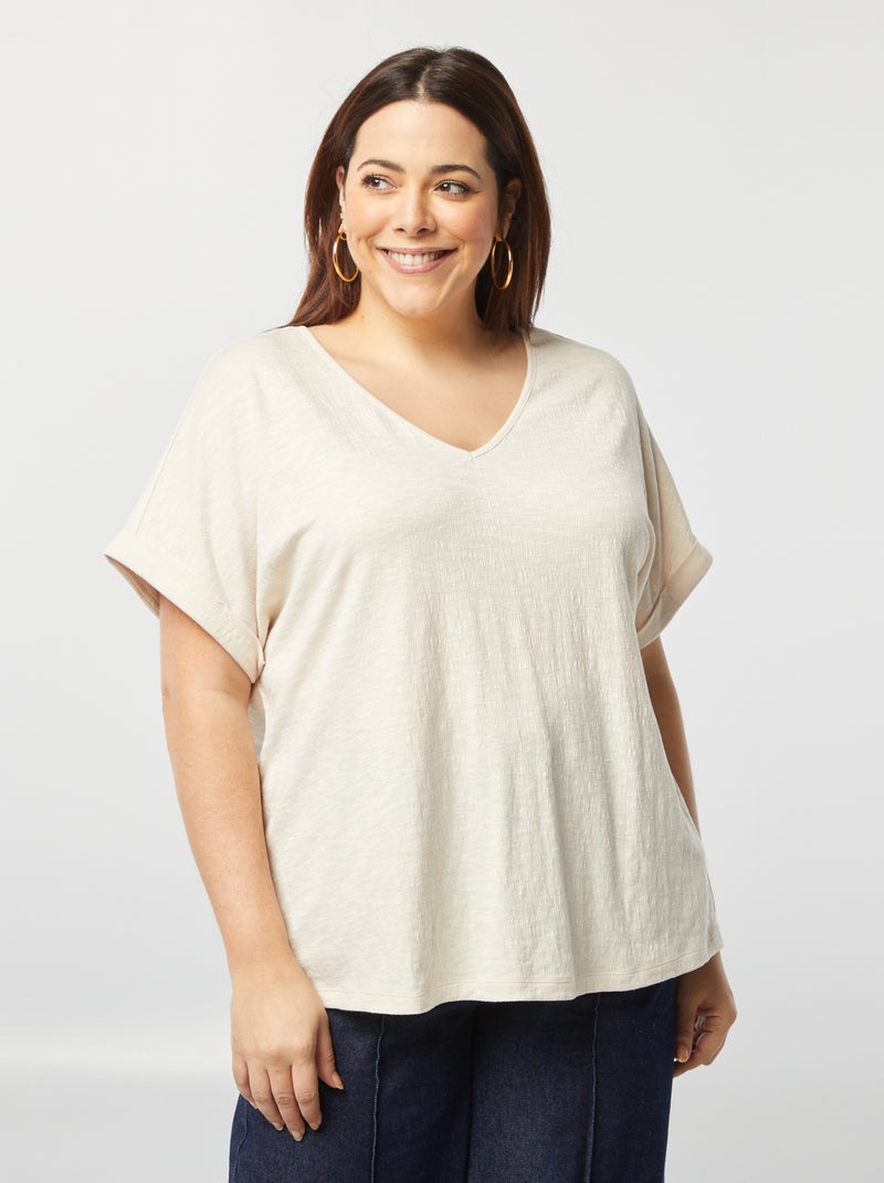 T-shirt com costas em macramé bege - Kiabi