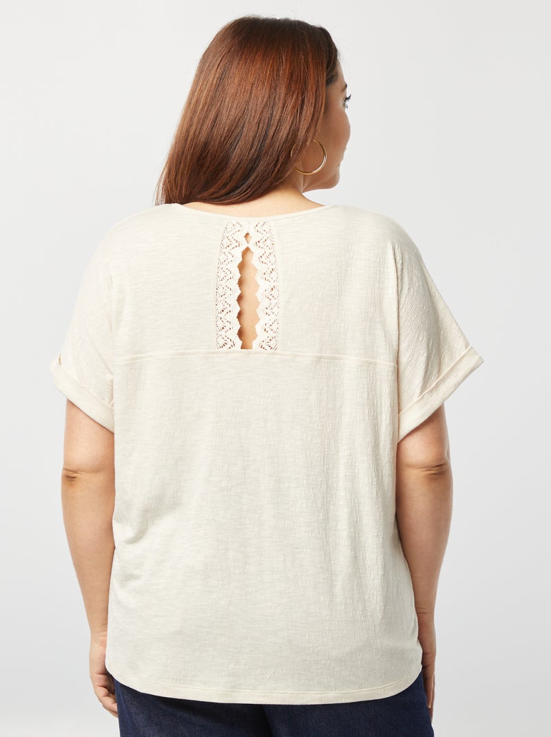 T-shirt com costas em macramé bege - Kiabi