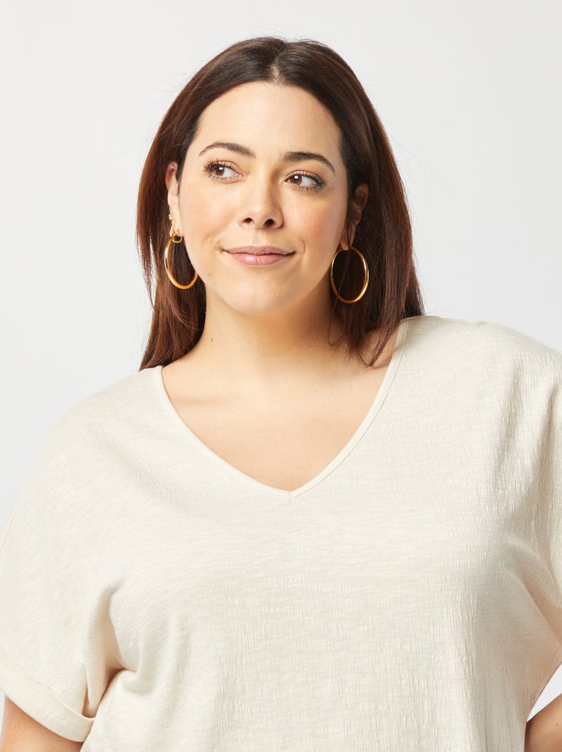 T-shirt com costas em macramé bege - Kiabi