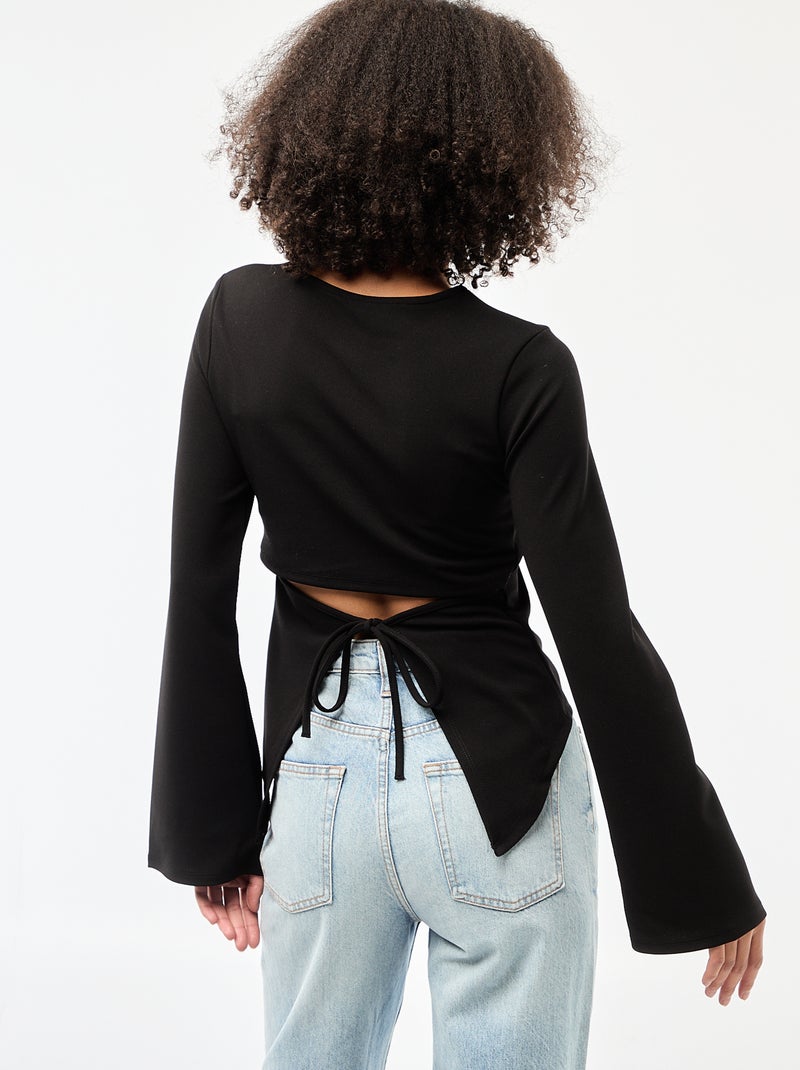 T-shirt com Decote Aberto nas Costas Preto - Kiabi