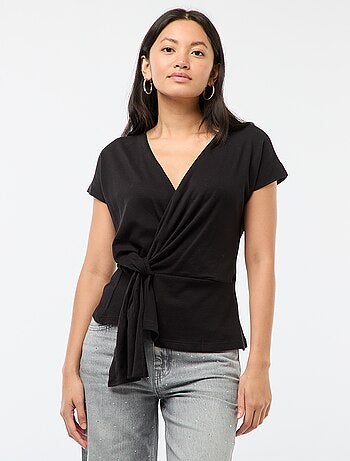 T-shirt com Decote Amplo Cache-Coeur