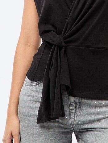 T-shirt com Decote Amplo Cache-Coeur