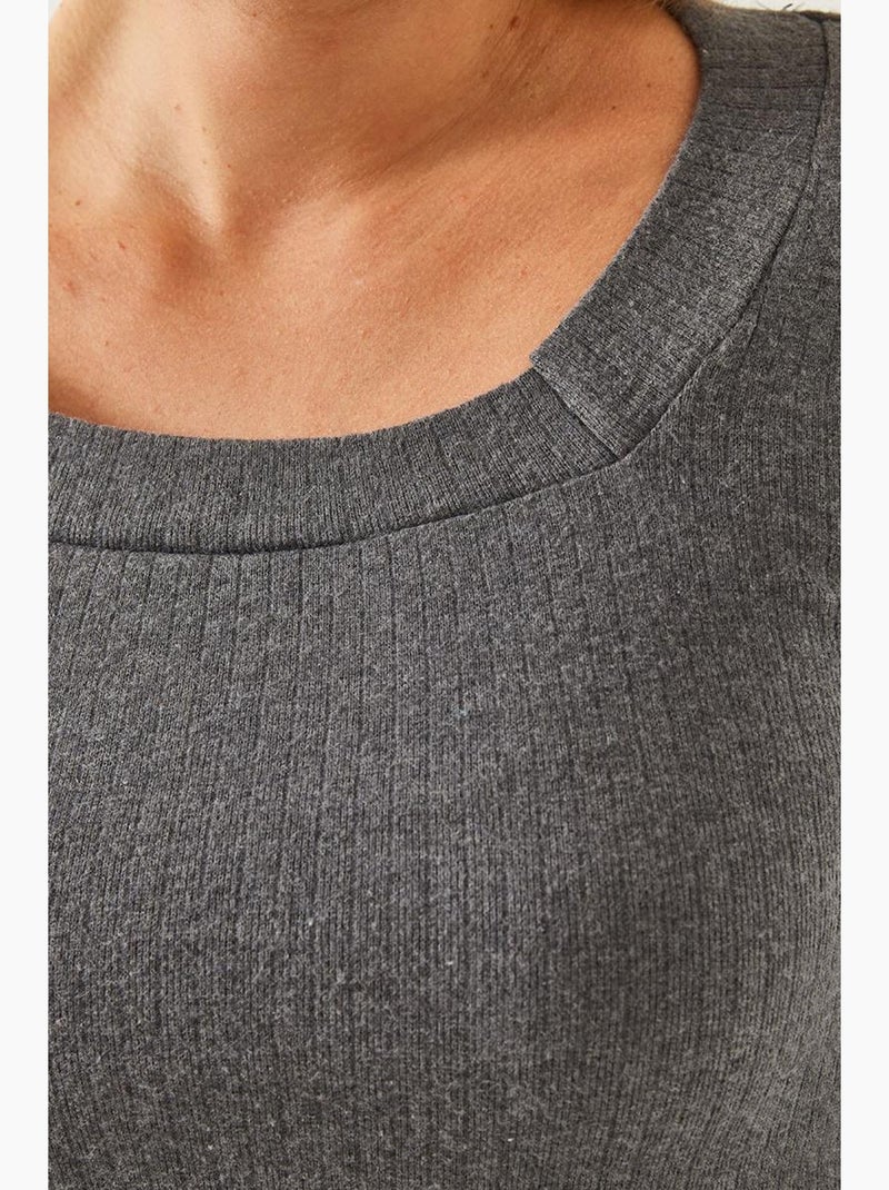 T-shirt com decote em u lucci Cinza escuro - Kiabi