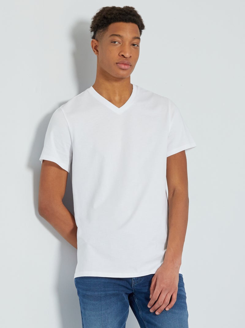 T-shirt com decote em V +1,90 m Branco - Kiabi