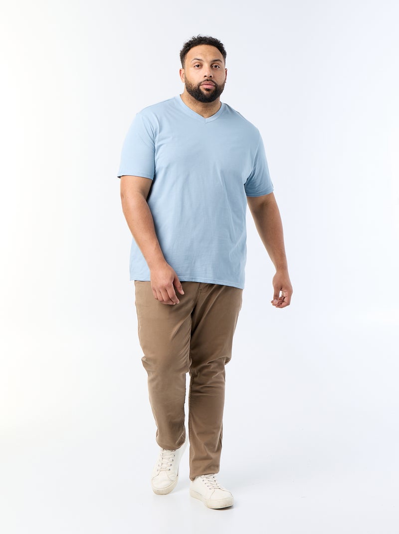 T-shirt com decote em V Azul - Kiabi