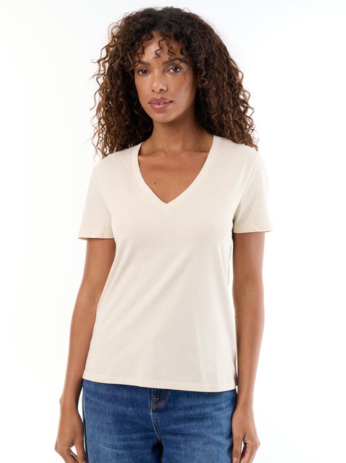 T-shirt com decote em V - Kiabi
