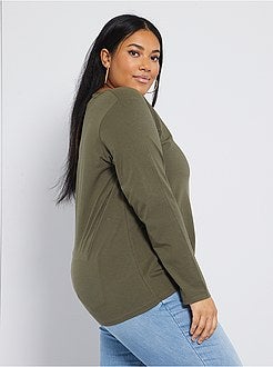 T-shirt com decote em V - Kiabi