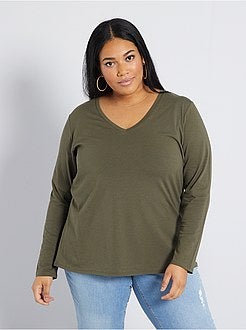 T-shirt com decote em V - Kiabi