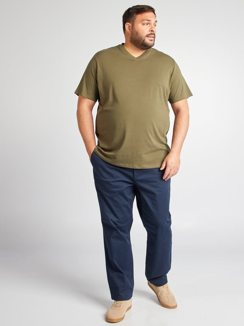 T-shirt com decote em V CAQUI - Kiabi