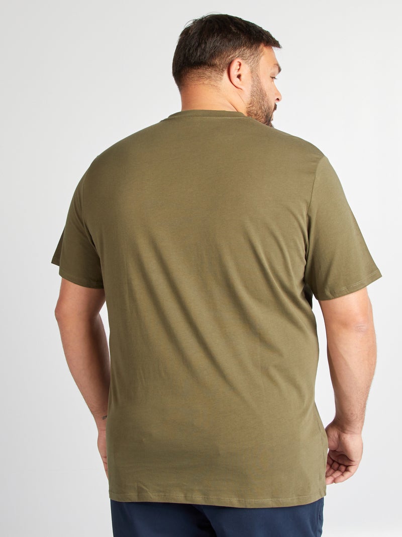 T-shirt com decote em V CAQUI - Kiabi