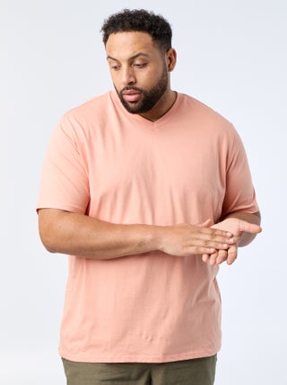 T-shirt com decote em V
