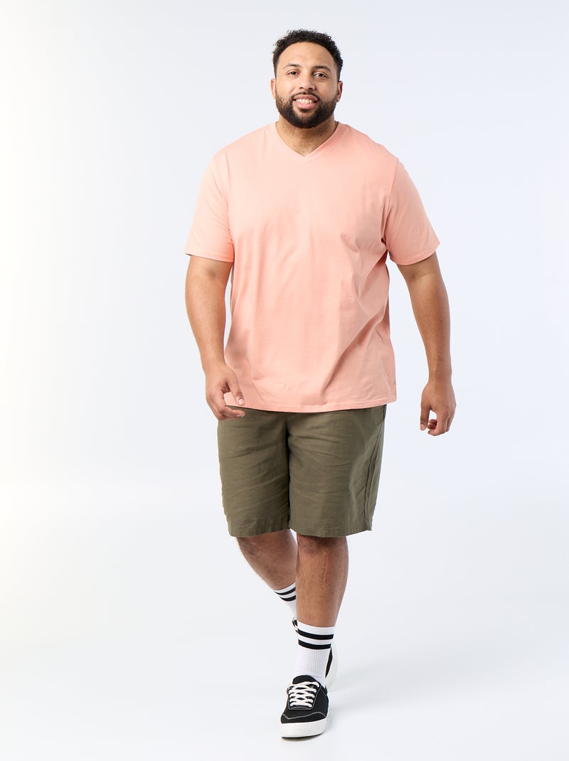 T-shirt com decote em V Laranja - Kiabi