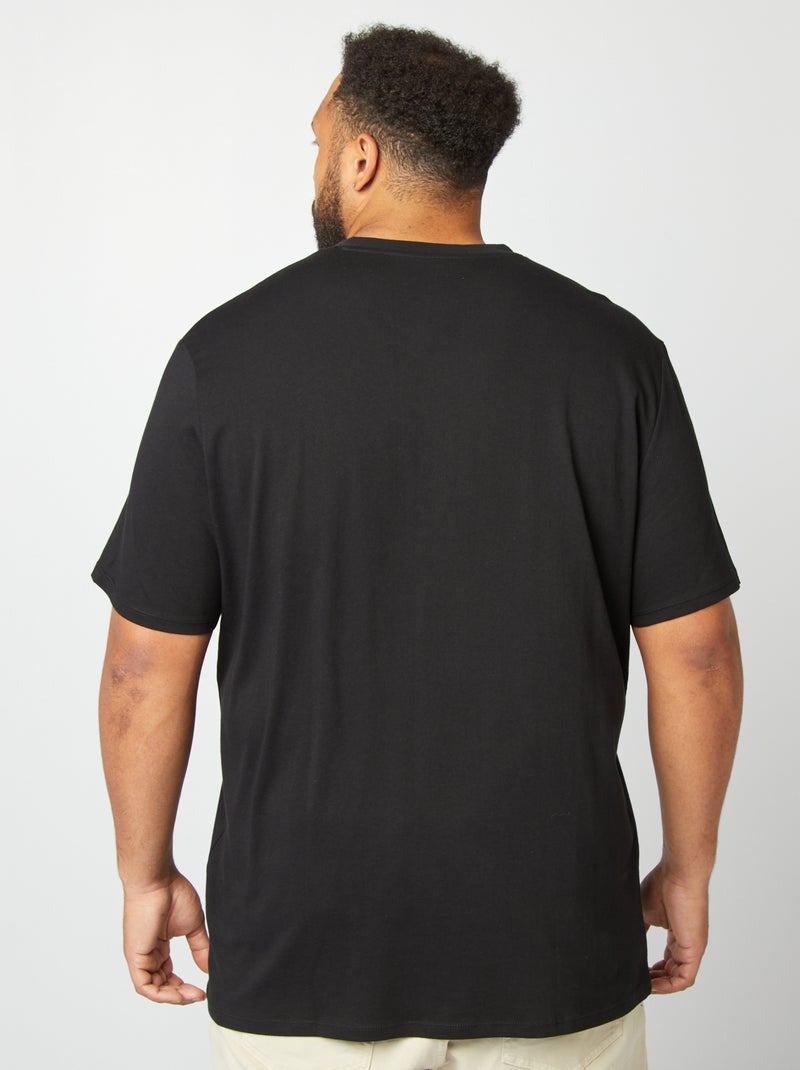 T-shirt com decote em V Preto - Kiabi