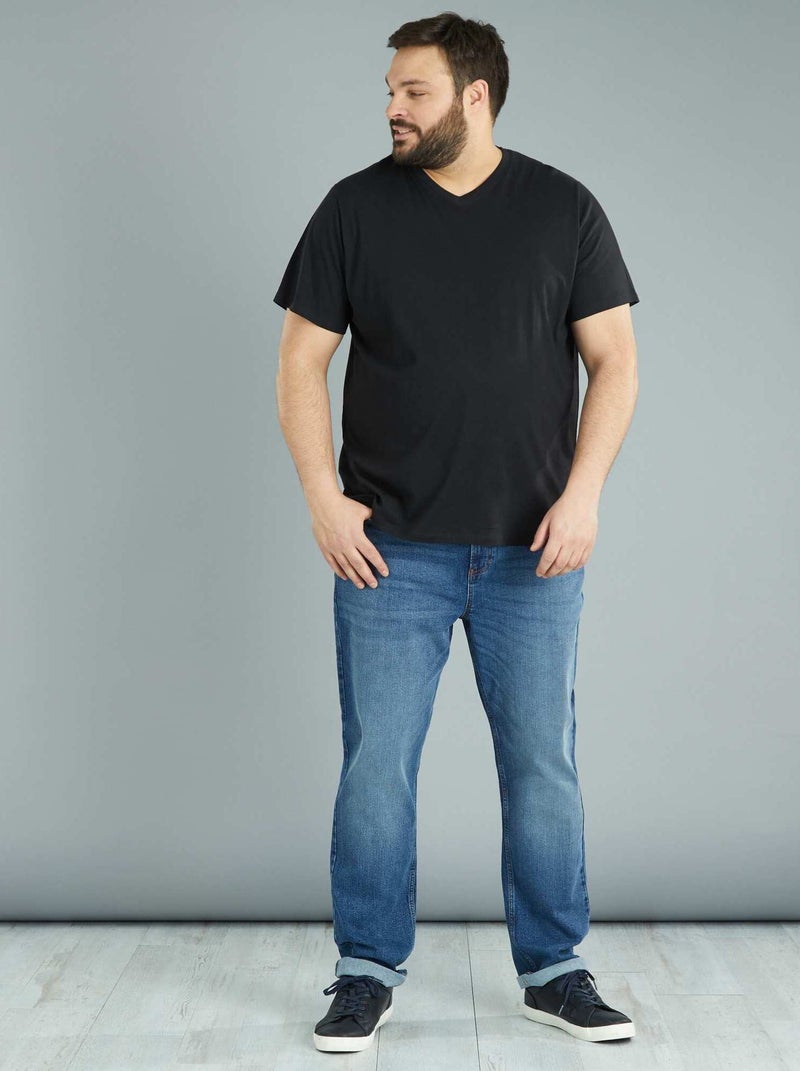 T-shirt com decote em V Preto - Kiabi