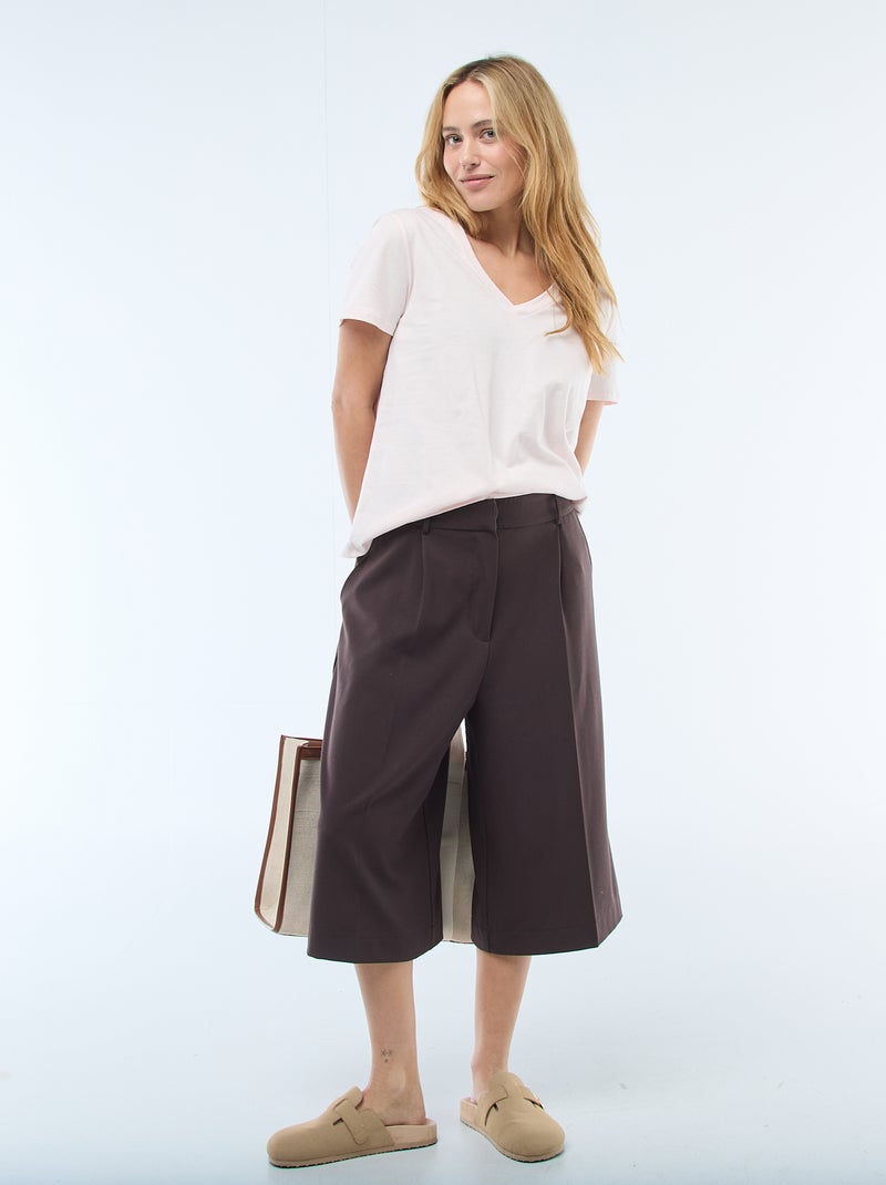 T-shirt com decote em V Rosa - Kiabi