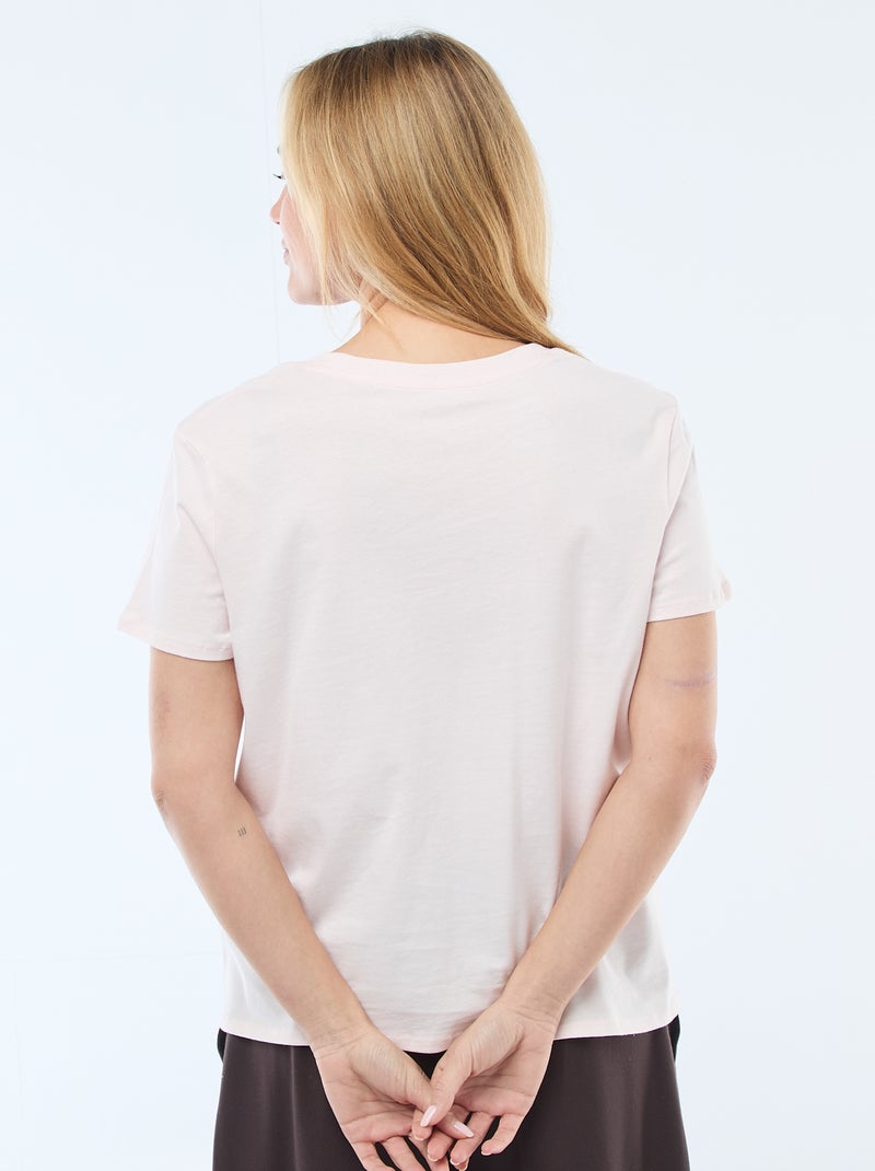 T-shirt com decote em V Rosa - Kiabi