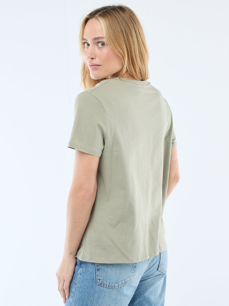 T-shirt com decote em V Verde - Kiabi