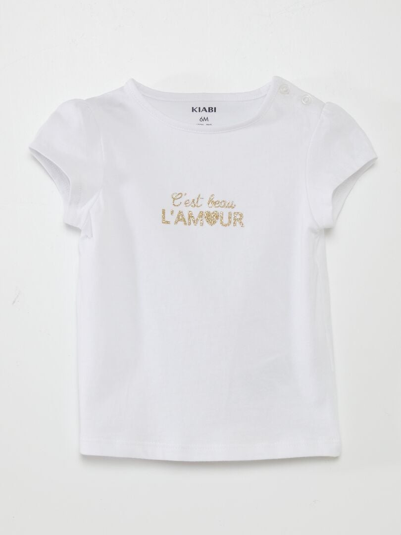 T-shirt com desenho - BRANCO - Kiabi - 6.00€