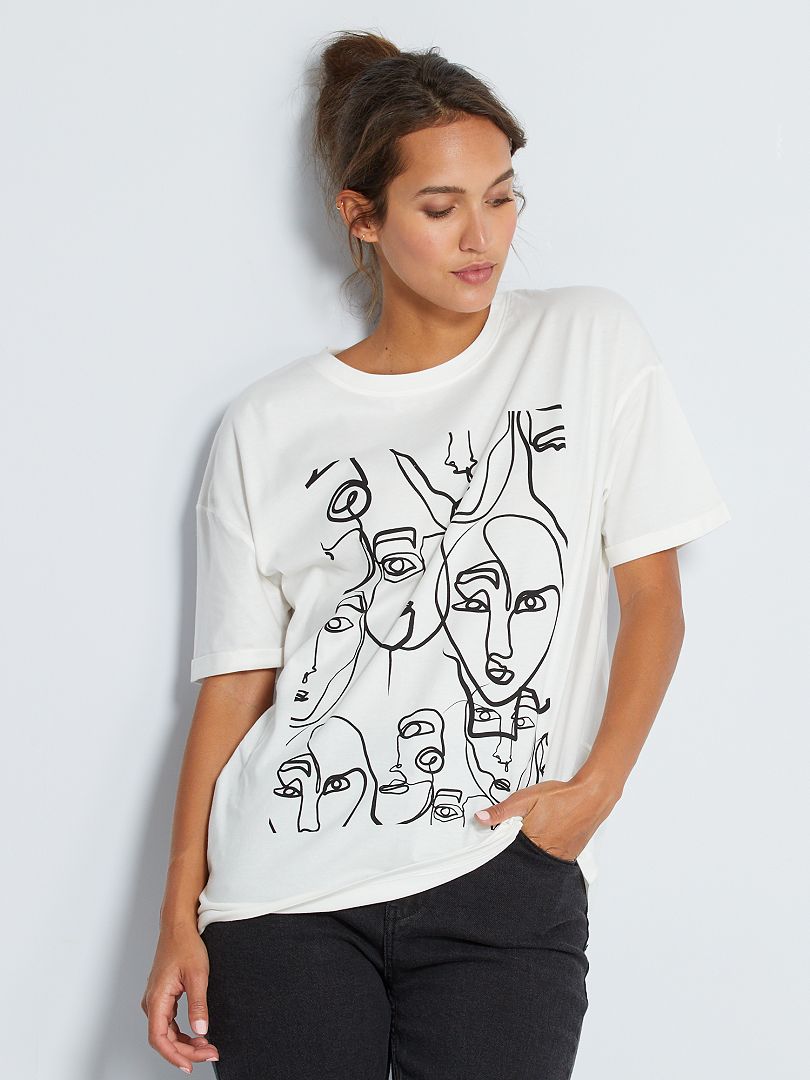 T-shirt com desenho - BRANCO - Kiabi - 6.00€