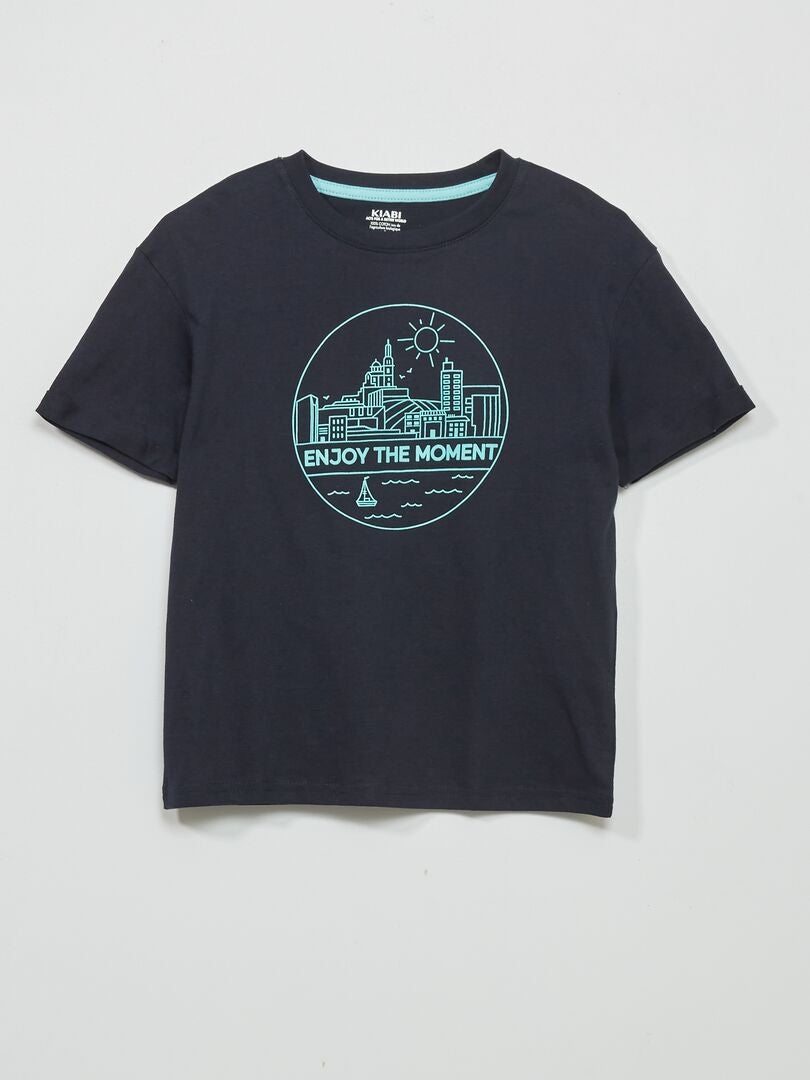 T-shirt com desenho em relevo AZUL - Kiabi