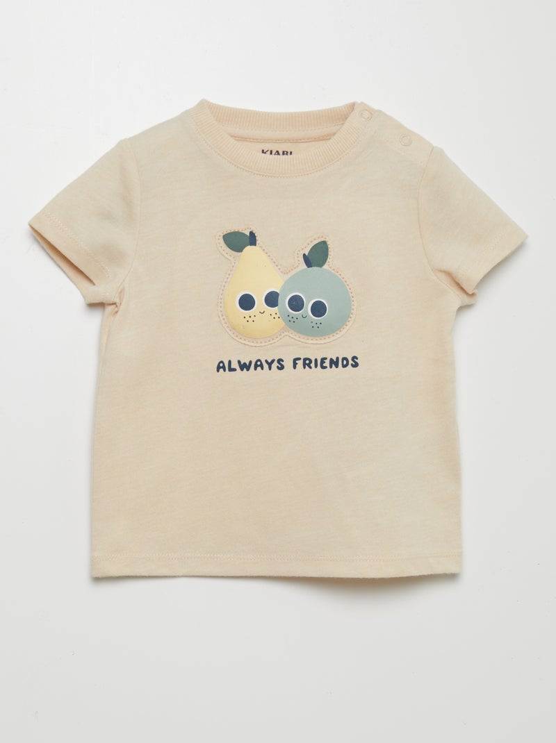 T-shirt com desenho em relevo BEGE - Kiabi