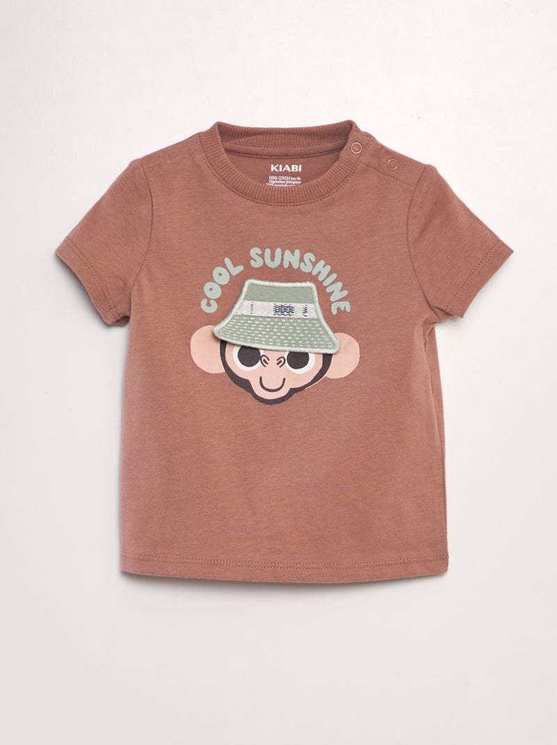 T-shirt com desenho em relevo CASTANHO - Kiabi