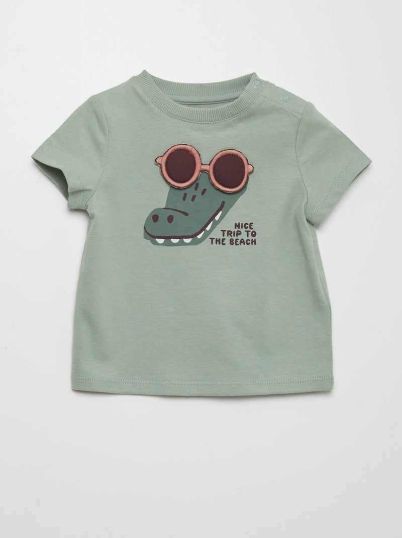 T-shirt com desenho em relevo VERDE - Kiabi