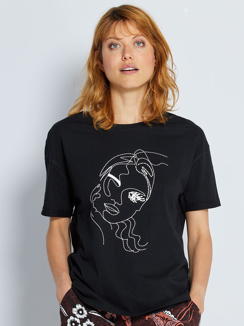 T-shirt com desenho - PRETO - Kiabi - 6.00€