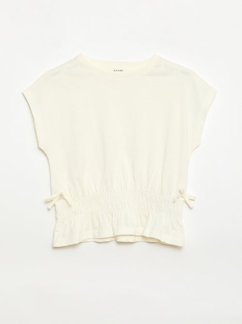 T-shirt com detalhe smock e laços na cintura - Kiabi
