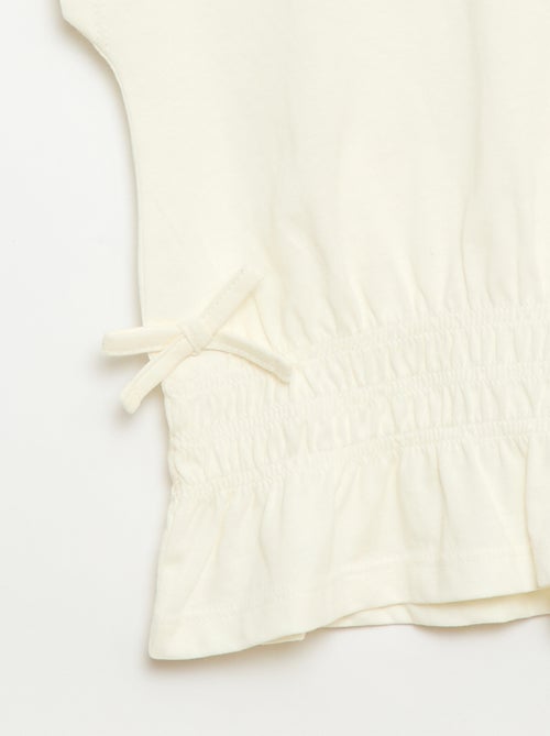 T-shirt com detalhe smock e laços na cintura - Kiabi