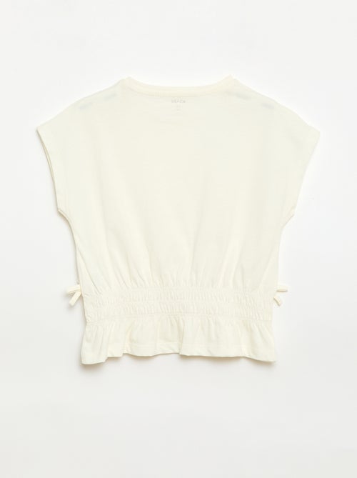 T-shirt com detalhe smock e laços na cintura - Kiabi