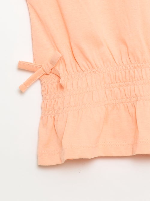 T-shirt com detalhe smock e laços na cintura - Kiabi