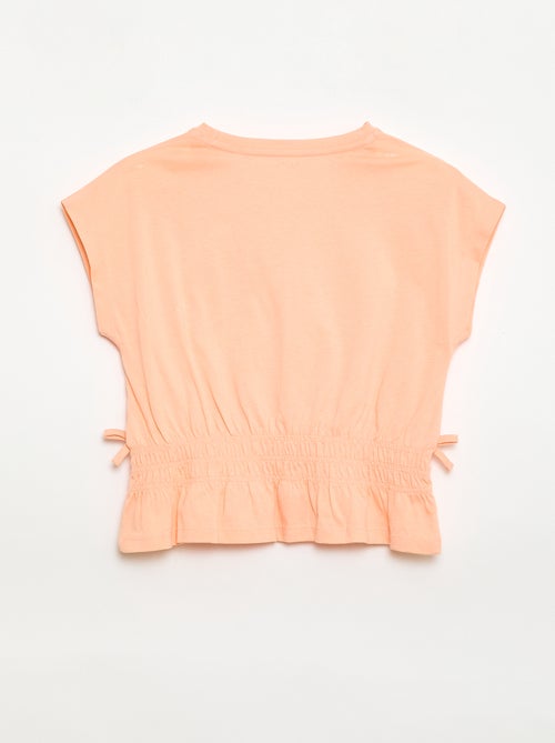 T-shirt com detalhe smock e laços na cintura - Kiabi