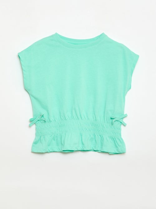 T-shirt com detalhe smock e laços na cintura - Kiabi