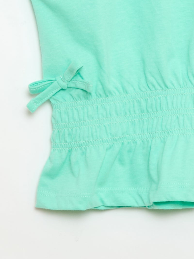 T-shirt com detalhe smock e laços na cintura Verde - Kiabi