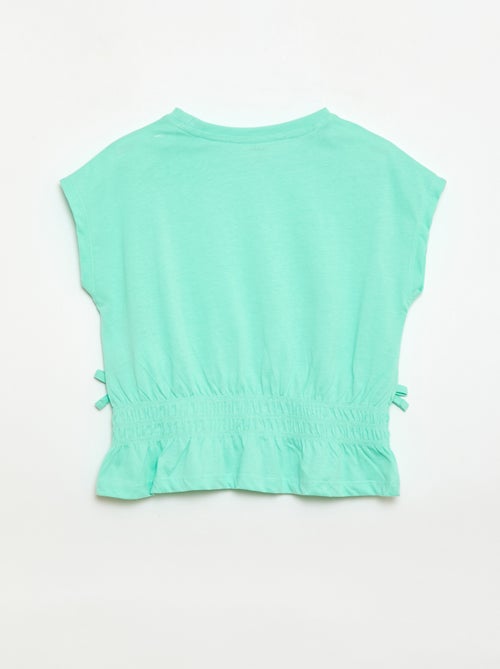 T-shirt com detalhe smock e laços na cintura - Kiabi