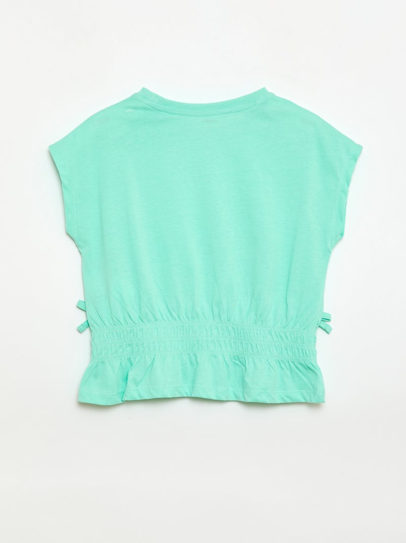 T-shirt com detalhe smock e laços na cintura Verde - Kiabi