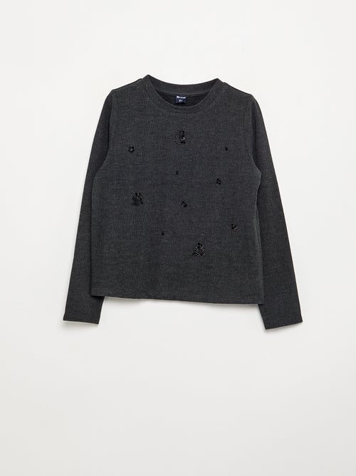 T-shirt com detalhes em pérolas - Kiabi
