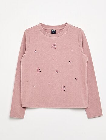 T-shirt com detalhes em pérolas