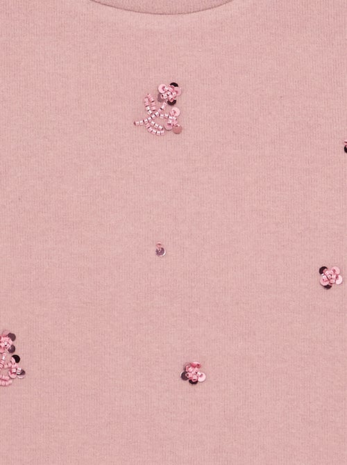 T-shirt com detalhes em pérolas - Kiabi