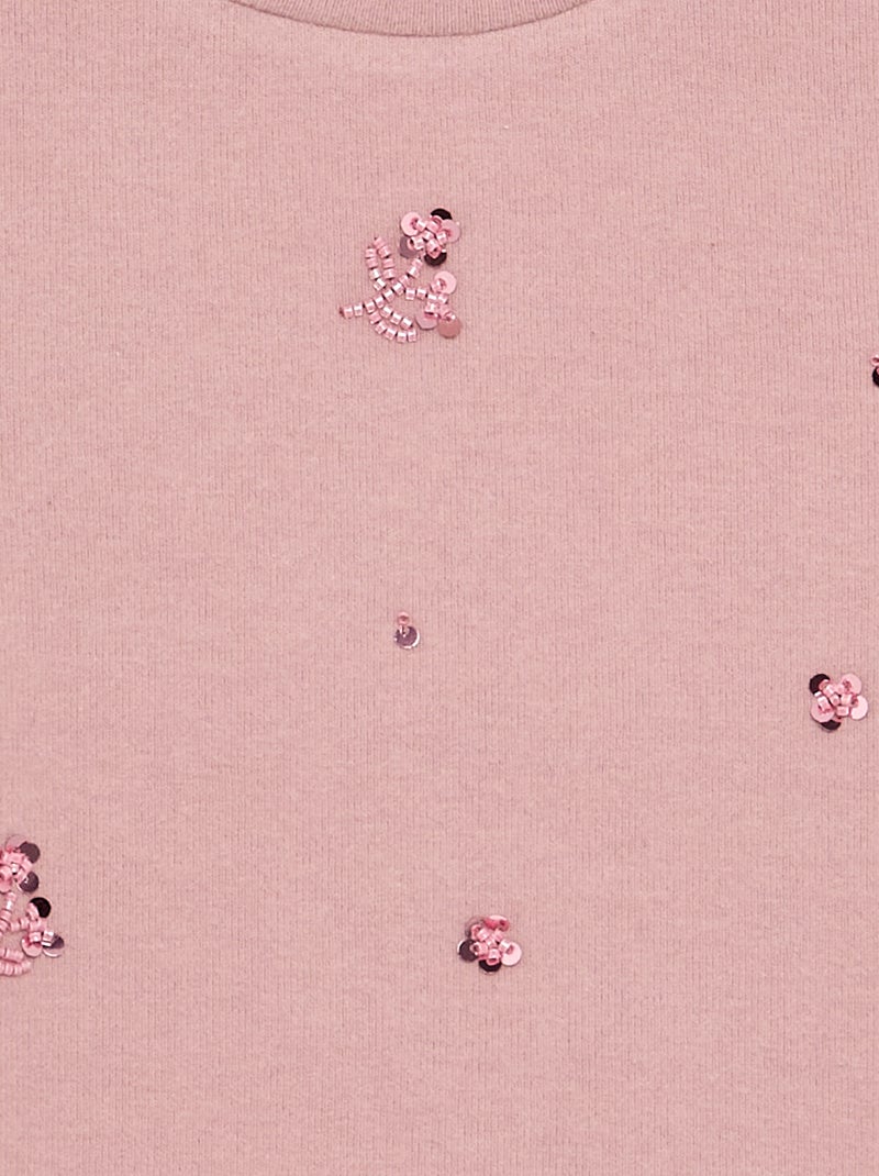 T-shirt com detalhes em pérolas Rosa - Kiabi