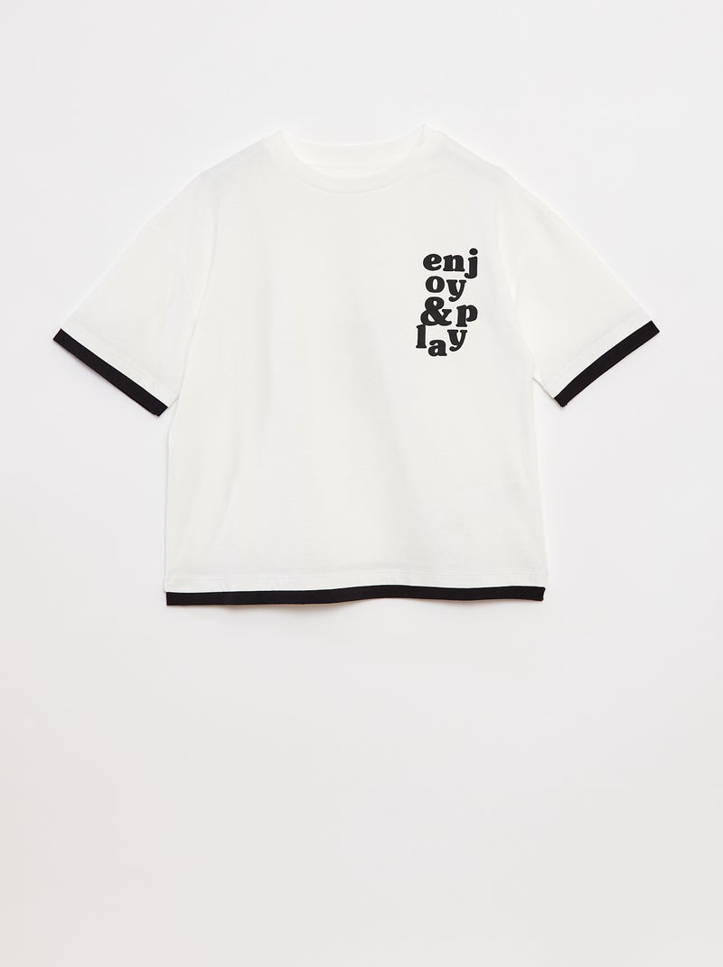 T-shirt com efeito 2 em 1 Branco - Kiabi