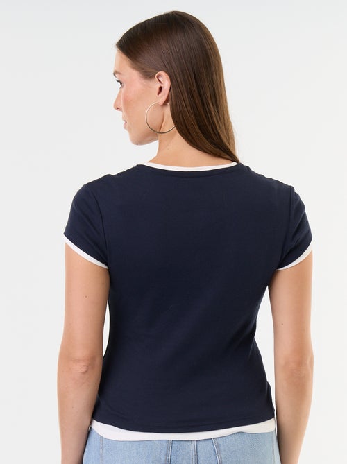 T-shirt com efeito 2 em 1 de manga curta - Kiabi