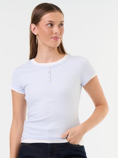 T-shirt com efeito 2 em 1 de manga curta - Kiabi