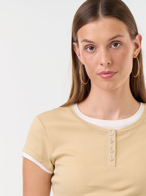 T-shirt com efeito 2 em 1 de manga curta - Kiabi